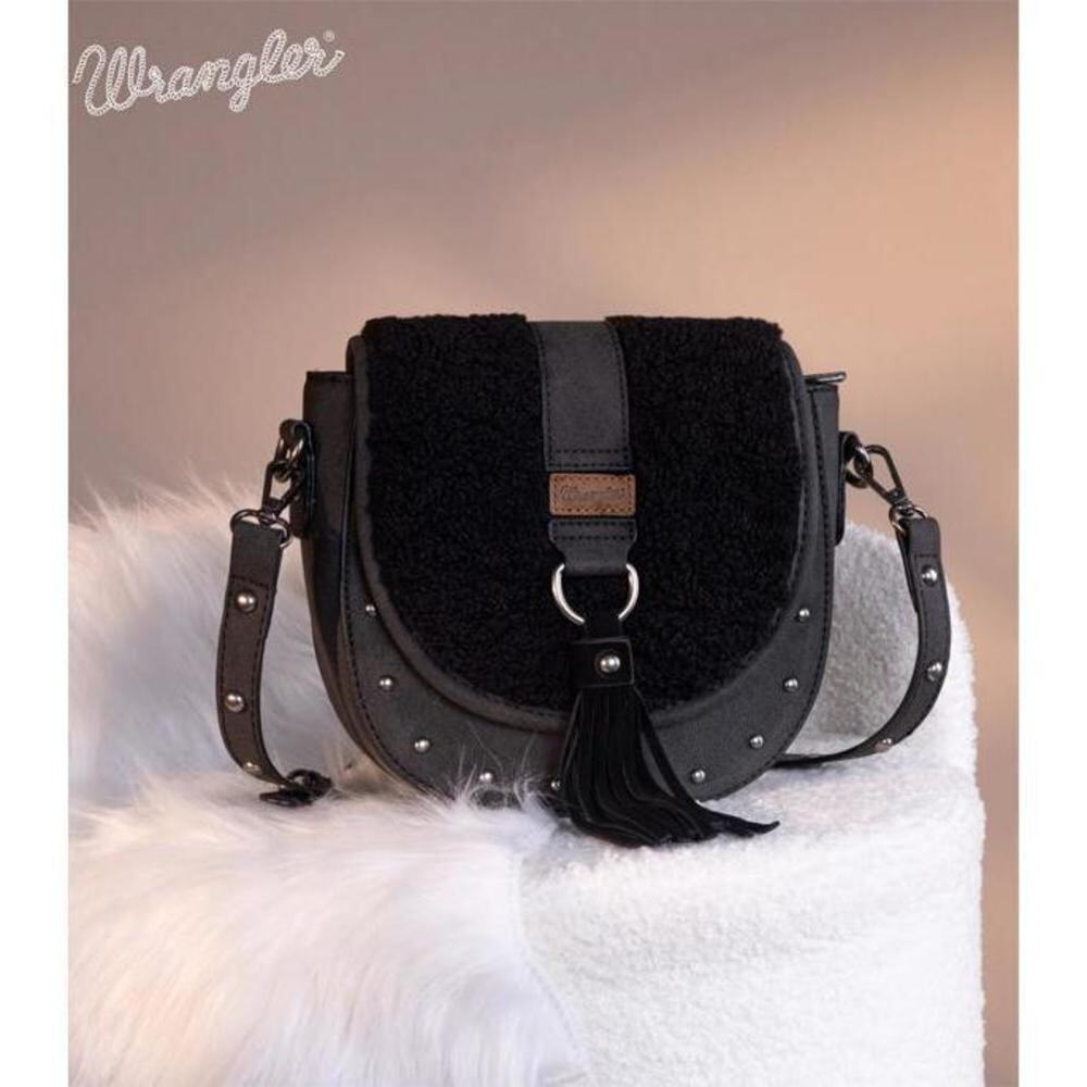 NWT Wrangler Sherpa Saddle Bag Crossbody Bag - Black